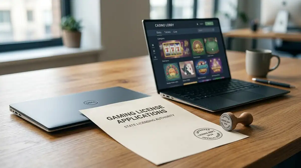 Casino uden ROFUS 2026 licensdokument på skrivebord